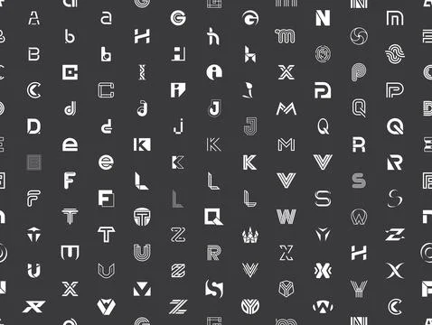 Seamless pattern with Abstract logos with letter Stock Illustration