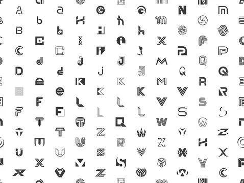 Seamless pattern with Abstract logos with letter Stock Illustration