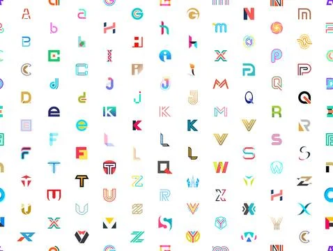 Seamless pattern with Abstract logos with letter Stock Illustration
