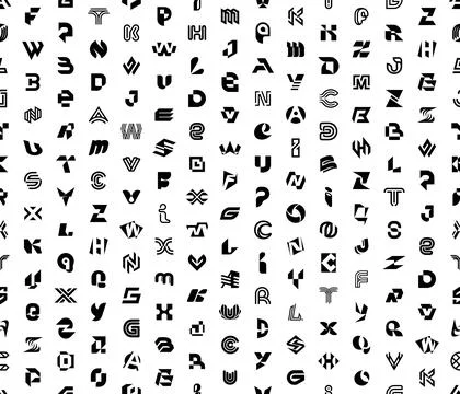 Seamless pattern with Abstract logos with letters Stock Illustration