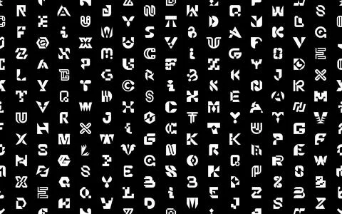 Seamless pattern with Abstract logos with letters Stock Illustration
