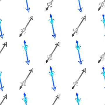 Seamless pattern with abstract magic arrows on white background. Vector. Stock Illustration