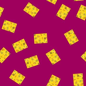 Seamless pattern Abstract memphis style yellow background with geometric shap Ilustração Stock