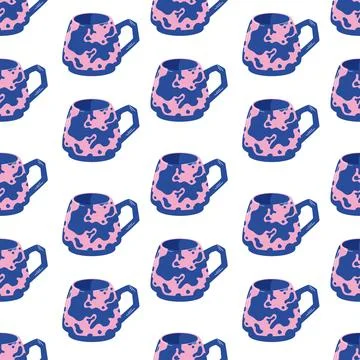 Seamless pattern with abstract mug in flat style. Background texture for Stock Illustration