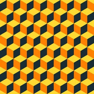 Seamless pattern - abstract multicolored geometric cubes.  Stock Illustration