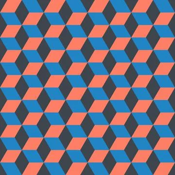 Seamless pattern - abstract multicolored geometric cubes.  Stock Illustration