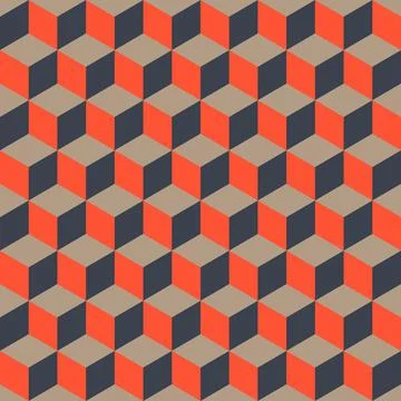 Seamless pattern - abstract multicolored geometric cubes.  Stock Illustration