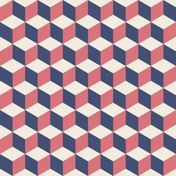 Seamless pattern - abstract multicolored geometric cubes.  Stock Illustration