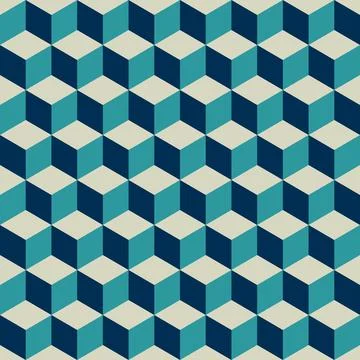 Seamless pattern - abstract multicolored geometric cubes. Stock Illustration