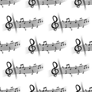 Seamless pattern of abstract musical composition with music notes Illustrazione stock