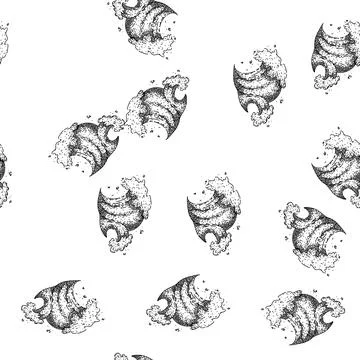 Seamless pattern abstract ocean wave sketch hand drawn Stock Illustration