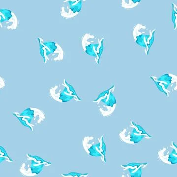 Seamless pattern abstract ocean waves cartoon vector Stock Illustration