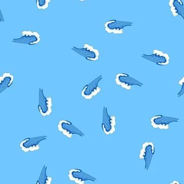 Seamless pattern abstract ocean waves cartoon vector Stock Illustration