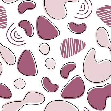 Seamless pattern with Abstract organic shape. Hand drawn various shapes Stock Illustration