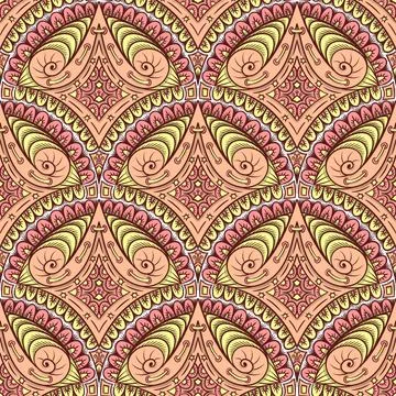 Seamless pattern with abstract ornament. Hand drawn tile illustration. Stock-Illustration