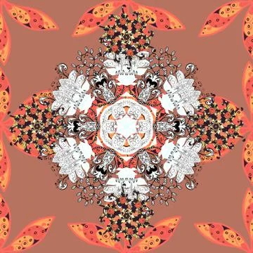 Seamless pattern with abstract ornament. Vector Hand drawn zentangle floral pink Stockillustratie