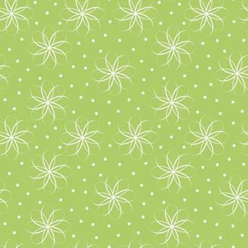 Seamless pattern of abstract outline flowers and dots Minimalistic Flat design Stock Illustration