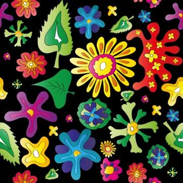 Seamless pattern of abstract painted flowers Illustrazione stock