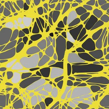 Seamless pattern with abstract patterns, lines. Neuro-graphics. Yellow lines on Stock Illustration