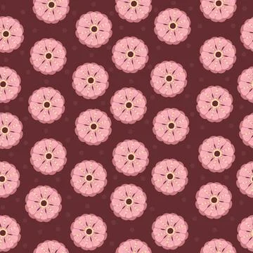 Seamless pattern abstract pink flowers head vector illustration Stock Illustration