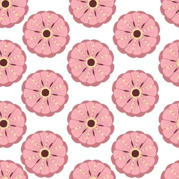 Seamless pattern abstract pink flowers head vector illustration Stock Illustration