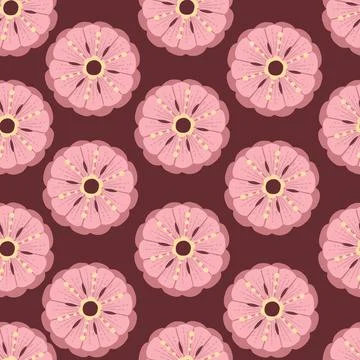 Seamless pattern abstract pink flowers head vector illustration イラスト素材