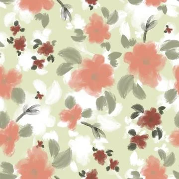 Seamless pattern with abstract pink flowers on a light background. Illustrazione stock
