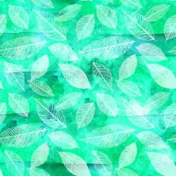 Seamless pattern with abstract plant shapes and stripes Illustrazione stock