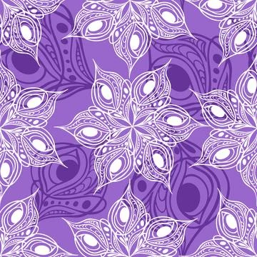 Seamless pattern of abstract purple and white graphic elements on a purple Illustrazione stock
