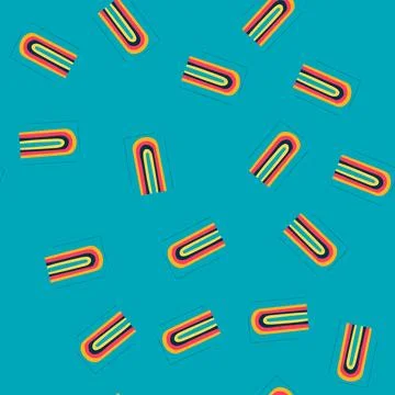 Seamless pattern abstract rainbow arching through retro 70s color palette Stock Illustration