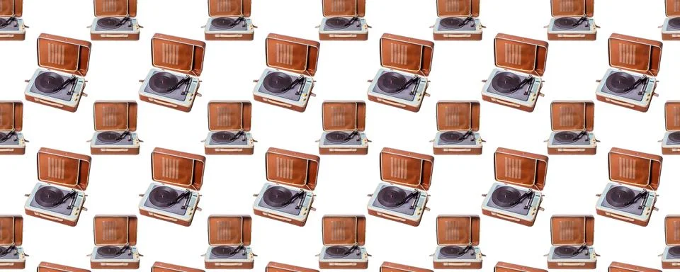 Seamless pattern. Abstract record player part isolated on white background. Stock Photos