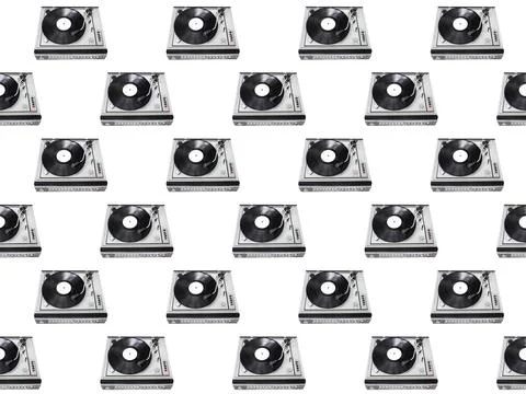 Seamless pattern. Abstract record player part isolated on white background. Foto stock