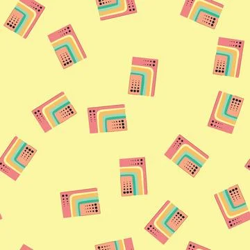 Seamless pattern abstract retro geometric pattern with curved stripes and dot Stock Illustration
