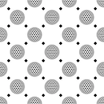 Seamless pattern with abstract round 3d halftone sphere 스톡 일러스트