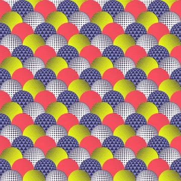 Seamless pattern with abstract round 3d halftone sphere Stock Illustration