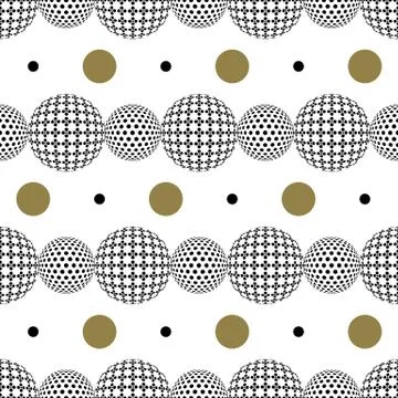 Seamless pattern with abstract round 3d halftone sphere Illustrazione stock
