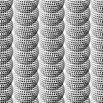 Seamless pattern with abstract round 3d halftone sphere Stock Illustration