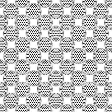 Seamless pattern with abstract round 3d halftone sphere Stock Illustration