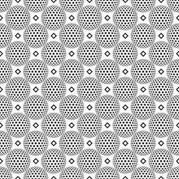 Seamless pattern with abstract round 3d halftone sphere Stock Illustration