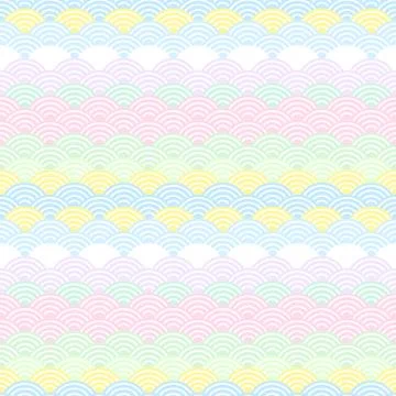 Seamless pattern abstract scales simple Nature with japanese wave circle patt Stock Illustration