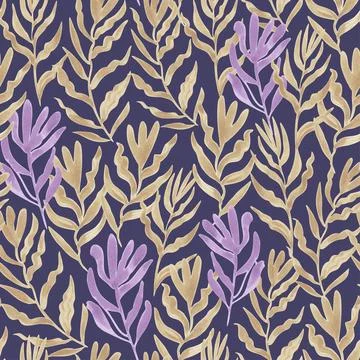 Seamless pattern with abstract sea weed leaves. Vector background for desig.. Illustrazione stock