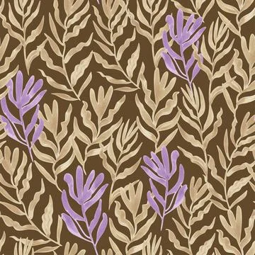 Seamless pattern with abstract sea weed leaves. Vector background for desig.. Stock Illustration