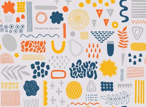 Seamless pattern Abstract shape modern set.Design contemporary element.Memphis Stock Illustration