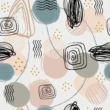 Seamless pattern abstract shapes and lines vector illustration Stock Illustration