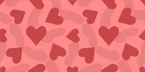Seamless pattern with abstract shapes and scarlet hearts Illustration