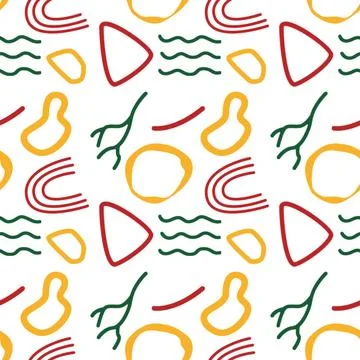 Seamless pattern with abstract shapes in classic Christmas colors Featuring.. Stock Illustration