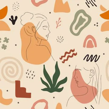 Seamless pattern with abstract shapes. Hand drawn various geometric objects and 스톡 일러스트