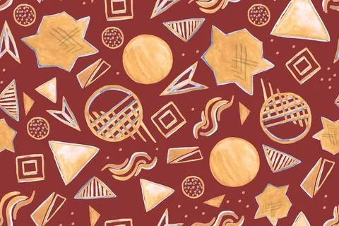 Seamless pattern with abstract shapes. Hand drawn minimalistic geometric. Stock Illustration