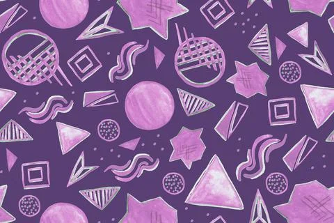 Seamless pattern with abstract shapes. Hand drawn minimalistic geometric. Stock Illustration