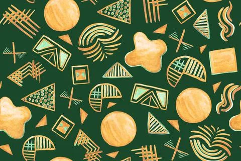 Seamless pattern with abstract shapes. Hand drawn minimalistic geometric. Stock Illustration